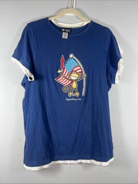 Y2K Bobby Jack T-Shirt American Flag Rocket 4th of July Graphic 18/20 (2X)
